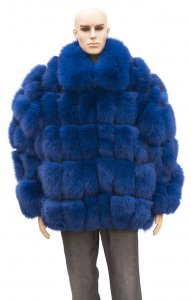 Winter Fur Royal Blue Full Skin Fox Jacket With Fox Collar M41R01NB