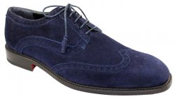 Emilio Franco "EF120" Navy Blue Genuine Leather Suede Perforated Lace-Up Shoes