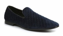 Giorgio Brutini "Chatwal" Navy Blue Diamond Stitched Velvet Slip On Loafer Shoes 176273.