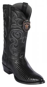Los Altos Black Genuine Teju Lizard Round Toe Cowboy Boots 650705
