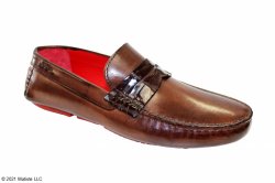 Fennix Italy "Caleb" Brown Genuine Alligator / Calf-Skin Leather Driver Mocassin Loafer Shoes.
