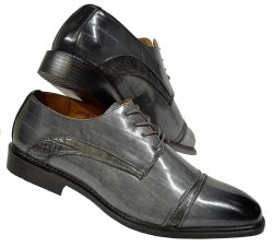Antonio Cerrelli Grey Burnished Alligator / Eel Print PU Leather Derby Shoes 6905