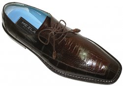 Mezlan "Seager" Brown Genuine Ostrich/Eel Shoes