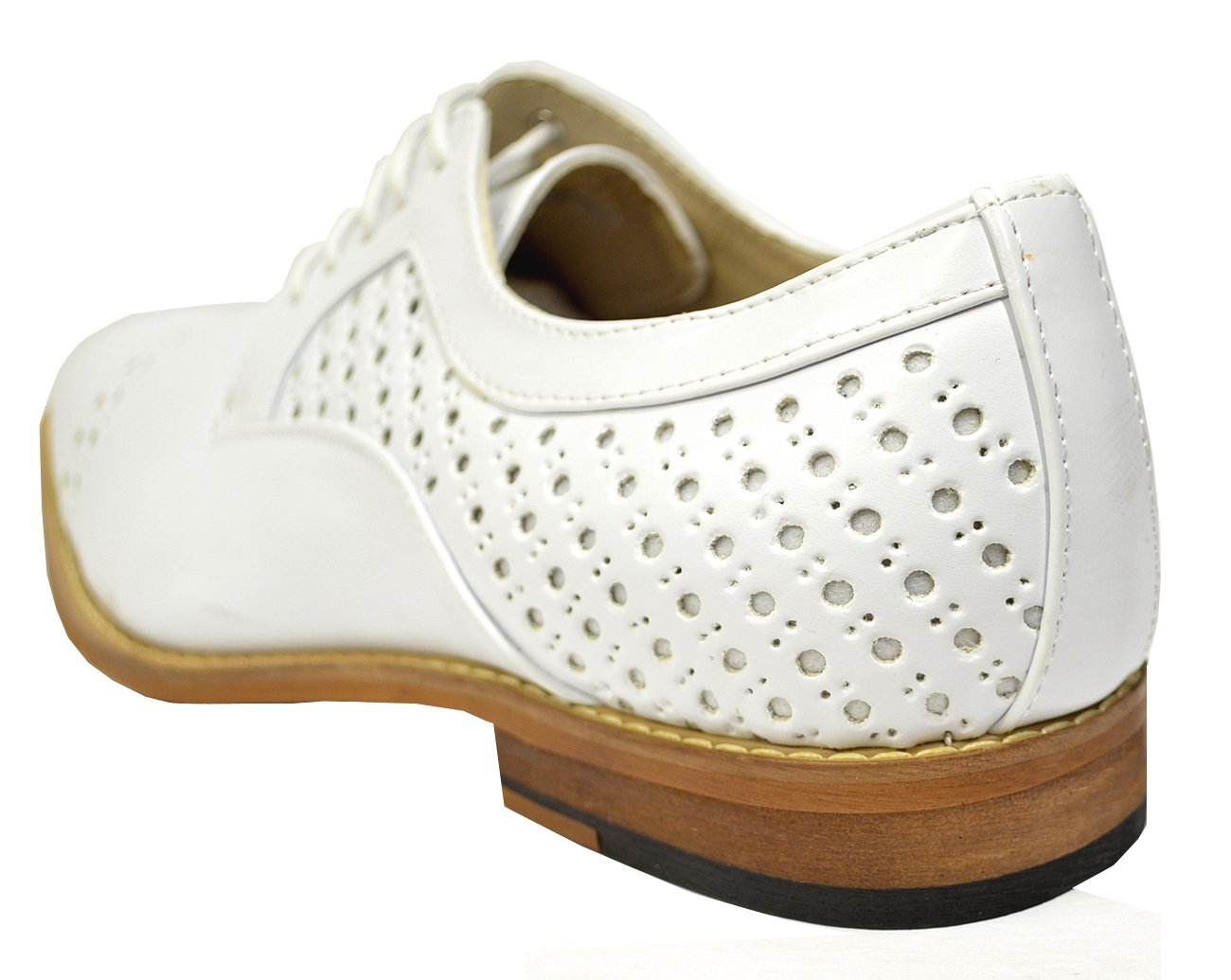 Back of Antonio Cerrelli White Perforated Leather Derby Shoes
