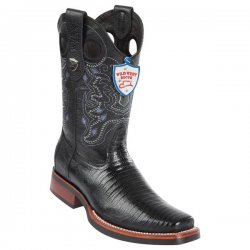 Wild West Black Genuine West Teju Lizard J Toe Cowboy Boots 28180705