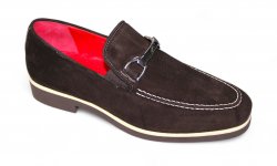 Emilio Franco "Nino II" Chocolate Genuine Italian Suede Leather With Bracelet Loafers.