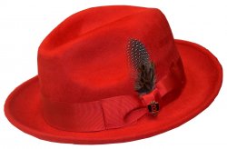 Bruno Capelo Red Australian Wool Fur Felt Fedora Dress Hat LU-105