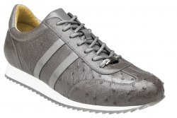 Belvedere "Parker'' Grey Genuine Ostrich Casual Sneakers 6004.