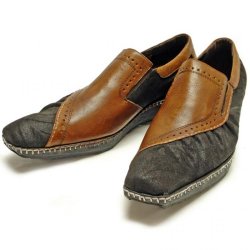Fiesso Brown Square Toe Leather / Suede Loafer Shoes FI6435