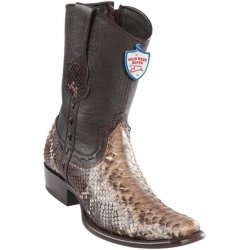 Wild West Rustic Brown Genuine Python Dubai Toe Cowboy Boots 279B5785