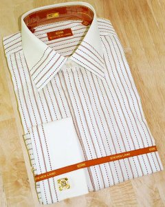 Steven Land Cream/Brown Pinstripes 100% Cotton Shirt