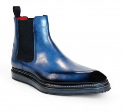 Emilio Franco "Guido" Ocean Blue Genuine Italian Calf Leather Ankle Boots.