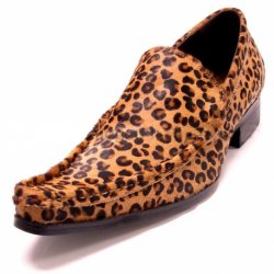 Fiesso Leopard Genuine Leather / Pony Hair Loafer Shoes FI6654