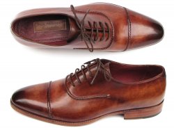 Paul Parkman Brown Genuine Leather Hand Painted Oxford Dress Shoes 077-BRW