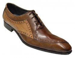 Duca Di Matiste 1100 Brown / Tan Genuine Italian Calfskin Leather Shoes With Toe Perforation
