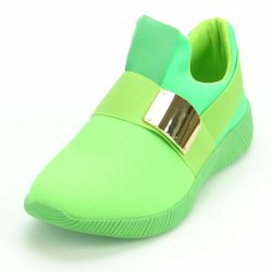 Encore By Fiesso Green Genuine PU Leather Light Top Sneakers FI2313.