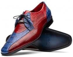 Marco Di Milano "Moncalieri" Navy / Red Genuine Alligator And Cobra Skin Dress Shoes