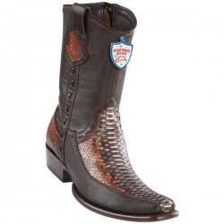 Wild West Rustric Cognac Genuine Python With Deer Dubai Toe Cowboy Boots 279BF5788