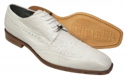 Belvedere "Crosta" White Genuine Ostrich Wingtip Lace-Up Shoes 114009