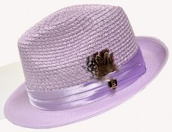 Bruno Capelo Lavender Fedora Straw Dress Hat BC-514