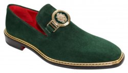 Emilio Franco "EF102" Green Genuine Suede Loafer Shoes.