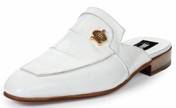 Mauri "Canova" 4856 White Genuine Body Alligator / Calf Half Shoes.