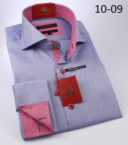 Axxess Blue / Pink Handpick Stitching 100% Cotton Modern Fit Dress Shirt 10-09