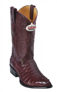 Los Altos Burgundy All-Over Genuine Crocodile Tail J-Toe Cowboy Boots 990106
