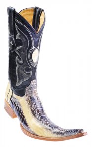 Los Altos Natural Genuine Ostrich Leg 9X Pointed Toe Cowboy Boots 970549