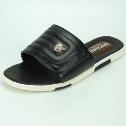Fiesso Black PU Leather Sandals FI2321.