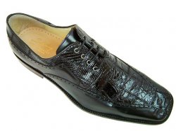 Steve Harvey Collection "Lathan" Black Genuine Crocodile Shoes