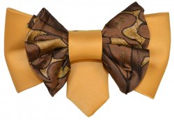 Vittorio Vico Gold / Brown / Lurex Double Layered Design 100% Silk Bow Tie / Hanky Set XL0126