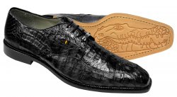 Belvedere "T-Rex" Black All-Over Genuine Hornback Crocodile Shoes With Eyes