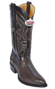 Los Altos Brown Genuine All-Over Lizard Teju J-Toe Cowboy Boots 990707