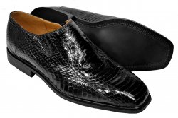 Giorgio Brutini "Felix" Black All-Over Genuine Snakeskin Slip-On Loafers 155211