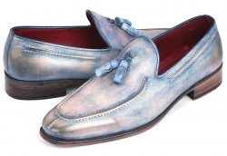 Paul Parkman ''083-LIL'' Lila Hand-Painted Genuine Leather Tassel Loafers.