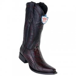 Wild West Black Cherry Genuine Ostrich Leg Snip Toe Single Stone Cowboy Boots 2940518