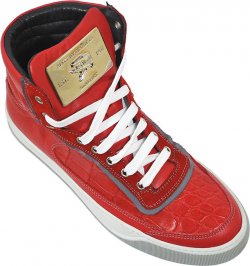 Matteo & Massimo "LN2" Red Genuine Alligator / Nappa Leather / Suede High Top Sneakers