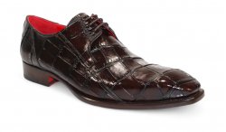 Fennix Italy "Logan" Chocolate Genuine Alligator Lace-Up Dress Shoes.