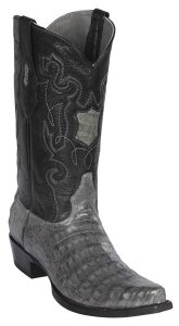 Los Altos Gray Genuine Caiman Belly Wide Round Toe Cowboy Boots 948209