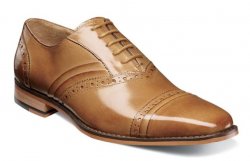 Stacy Adams "Talford'' Tan Genuine Leather Cap-Toe Oxford Shoes 25293-001.