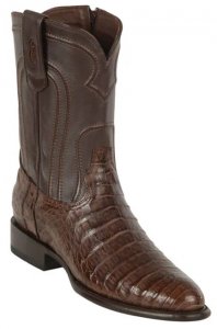 Los Altos Brown Genuine Caiman Belly Round Roper Toe Cowboy Boots 69Z8207