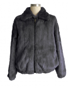 Winter Fur Grey Genuine Full Skin Mink Bomber Jacket M59R01GY.