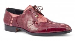 Mauri "Bumby" Fuchsia / Ruby Red Genuine Crocodile / Ostrich Leg Derby Oxford Shoes 4942.
