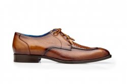 Belvedere "Primo" Ant. Almond Moc-Toe Genuine Ostrich Leg and Quilted Leather Dress Shoes R83.