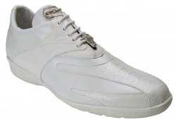 Belvedere "Bene" White Genuine Ostrich And Leather Casual Sneakers 2010.