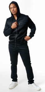 Stacy Adams Black Quilted Cotton Blend Modern Fit Tracksuit Outfit 5906