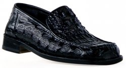 Mauri "4188" Black All Over Genuine Hornback Crocodile Shoes