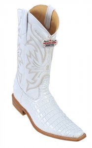 Los Altos White All-Over Alligator Belly Square Toe Print Cowboy Boots 3715928