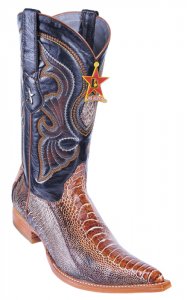 Los Altos Rustic Cognac Genuine Ostrich Leg 3X Toe Cowboy Boots 950588